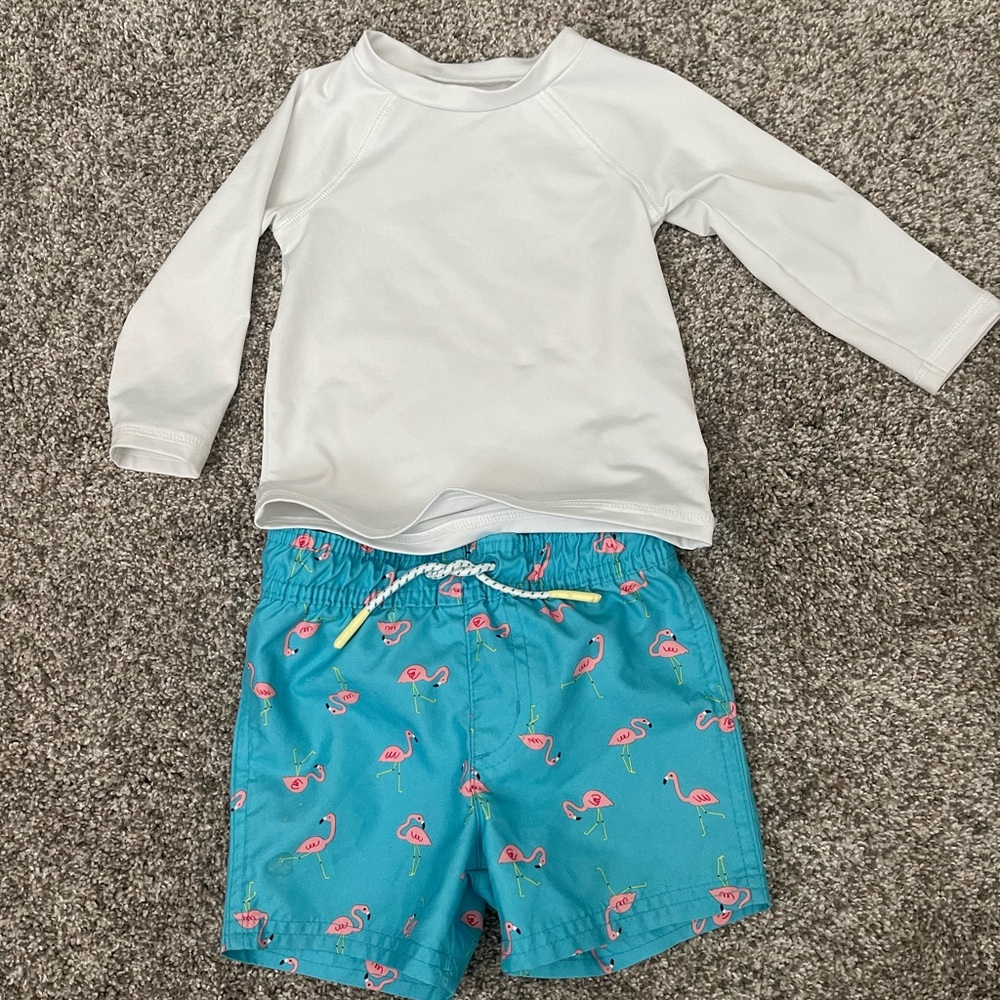 Cat & Jack White and Blue Rashguard Swim Set